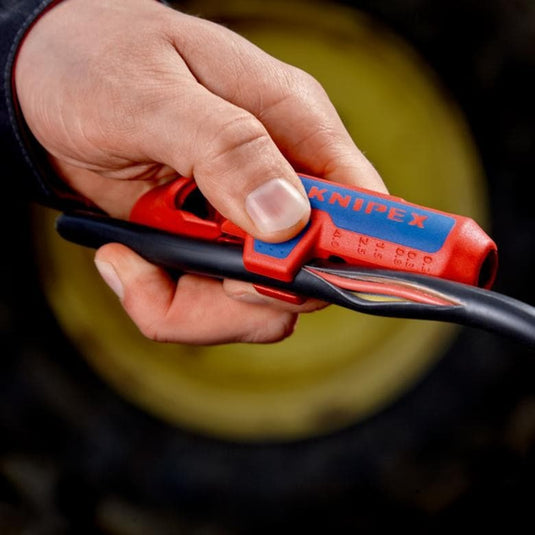 Knipex ergostrip universeel ontmantelingsgereedschap 16 95 02 sb kabelstrip- ontmantelingsgereedschap (rood blauw, links-handig)