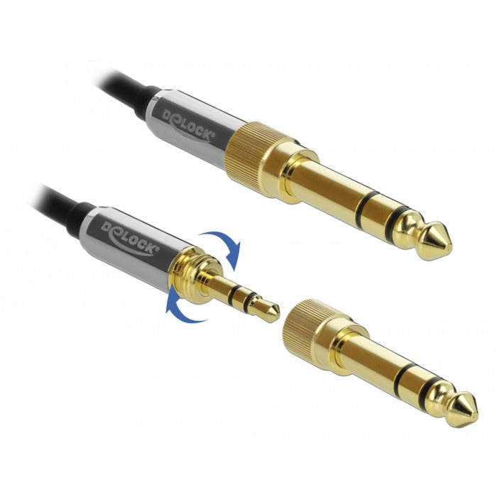 Load image into Gallery viewer, Delock stereokabel 3,5 mm 3 pin-stekker > 3,5 mm 3 pin-stekker (zwart, 5 meter)
