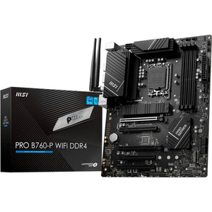 Msi pro b760-p wifi ddr4 socket 1700 moederbord (raid, 2.5 gb-lan, wifi, bt, sound, atx)