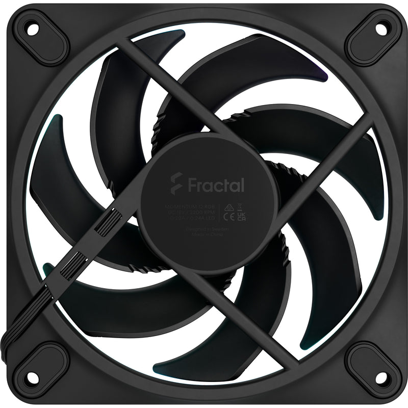 Afbeelding laden in galerijviewer, Fractal design momentum 12 rgb case fan (zwart, 120 x 120 x 25 mm, pwm)
