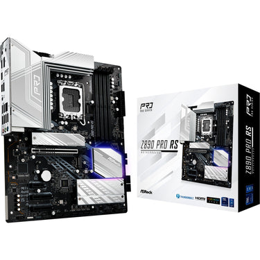 Asrock z890 pro rs socket 1851 moederbord (zwart wit, raid, 2.5 gb-lan, sound, atx)