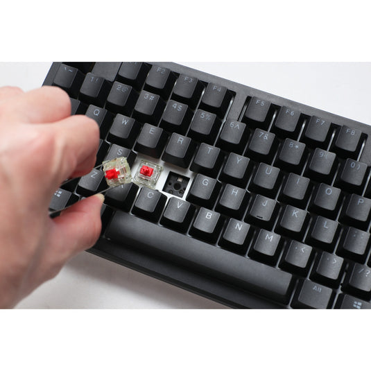 Ducky zero 6108 classic black rgb mechanisch gaming toetsenbord (zwart, us lay-out (qwerty), cherry mx2a red, 100%, rgb leds, double-shot pbt, hot swap, 2.4ghz | bluetooth | usb-c)