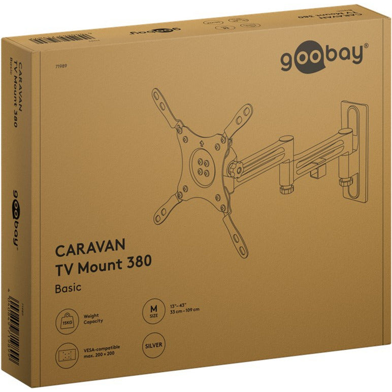 Load image into Gallery viewer, Goobay tv wall mount caravan fullmotion (m), 13 to 43 inch wandmontage (zilver)
