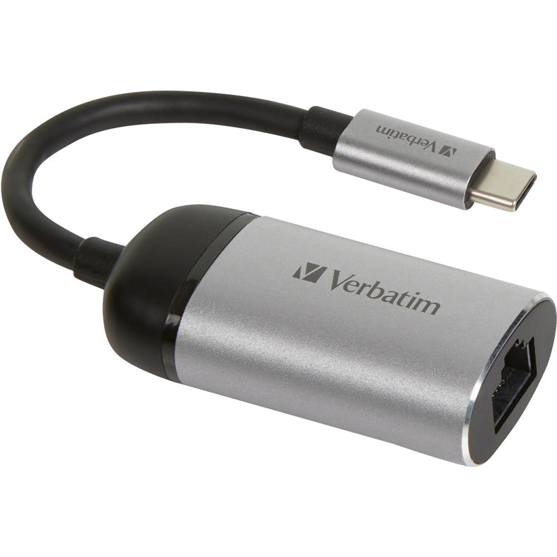Load image into Gallery viewer, Verbatim usb 3.2 gen 1 adapter, usb-c > rj-45 (zilver zwart, 10cm, gigabit lan 10 100 1000 mbit s)
