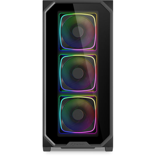 Sharkoon ak5g rgb midi tower behuizing (zwart | 2x usb-a | 1x usb-c | rgb | tempered glass)