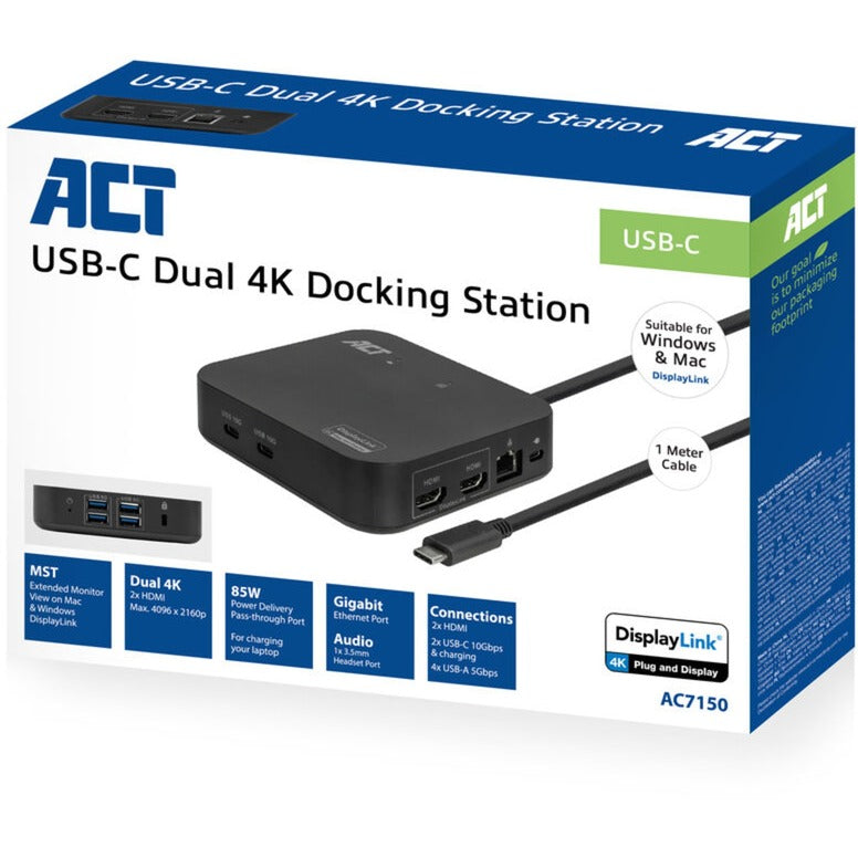 Load image into Gallery viewer, Act connectivity usb-c docking station ac7150 (zwart)
