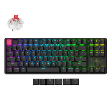 Keychron k8x-j1 rgb mechanisch toetsenbord (zwart, us lay-out (qwerty), super red, 80% (tkl), rgb, cherry double-shot pbt keycaps, hot swap, bluetooth | usb-c)
