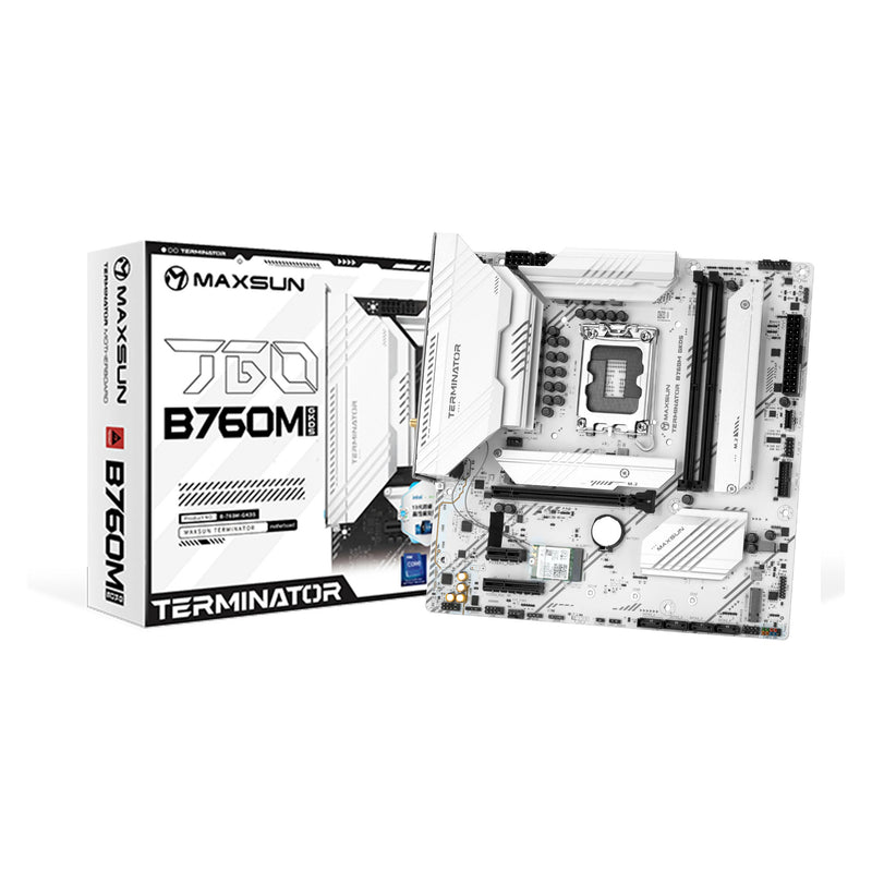 Afbeelding laden in galerijviewer, Maxsun ms-terminator b760m gkd5 ice socket 1700 moederbord (zwart, raid, 2.5 gb-lan, sound, µatx)
