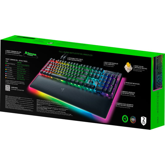 Razer blackwidow v4 pro, gaming toetsenbord (zwart, us lay-out, yellow, rgb leds, doubleshot abs)