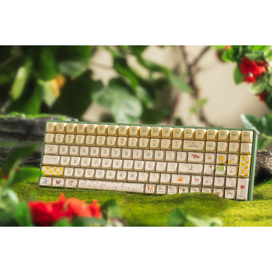 Iqunix f97 floral date rgb mechanisch gaming toetsenbord (groen, us lay-out (qwerty), iqunix little prince, 96%, rgb leds, hot-swappable, pbt, 2.4ghz | bluetooth 5.1 | usb-c)