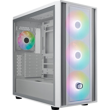 Cooler master masterbox 600 midi tower behuizing (wit | 2x usb-a | 1x usb-c | rgb | tempered glass)
