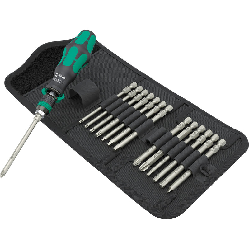 Load image into Gallery viewer, Wera kraftform kompakt 838 ra-r m imperial set 1 bitset (zwart groen, 15‑delig)
