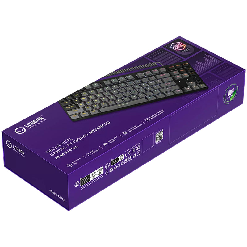 Load image into Gallery viewer, Lorgar azar 514tkl rgb mechanisch gaming toetsenbord (zwart, us lay-out (qwerty), logar dream, 80% (tkl), rgb)
