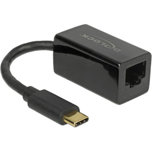 Delock usb-c 3.2 gen 1 naar rj-45 gigabit lan adapter (zwart, 10 100 1000 mbps)