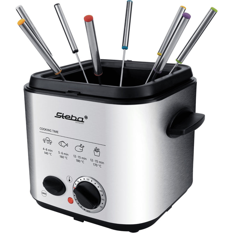 Load image into Gallery viewer, Steba df95f - minifriteuse fondue frituurpan (roestvrij staal zwart, 1,25 liter)
