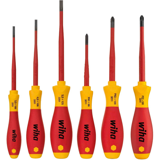 Wiha schroevendraaierset softfinish electric slimfix (rood geel, 6-delig)