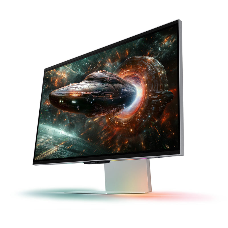 Load image into Gallery viewer, Samsung odyssey 3d g90xf 27 4k uhd gaming monitor (zilver, 2x hdmi, displayport, 2x usb-a, usb-b, 165 hz)

