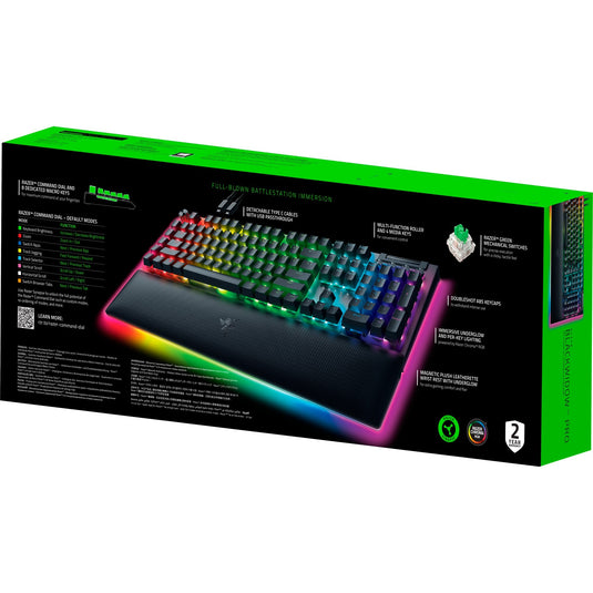 Razer blackwidow v4 pro, gaming toetsenbord (zwart, us lay-out, green, rgb leds, doubleshot abs)