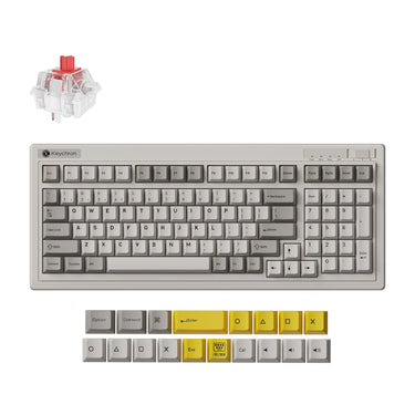 Keychron r5-m1 qmk wireless mechanical keyboard (grijs, us lay-out (qwerty), super red, 96%, rgb, cherry pbt, hot swap, 2.4 ghz bluetooth 5.3 usb-c)