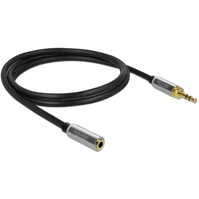 Load image into Gallery viewer, Delock stereo jack 3,5 mm 3-pin male > female verlengkabel (zwart, 1 meter)

