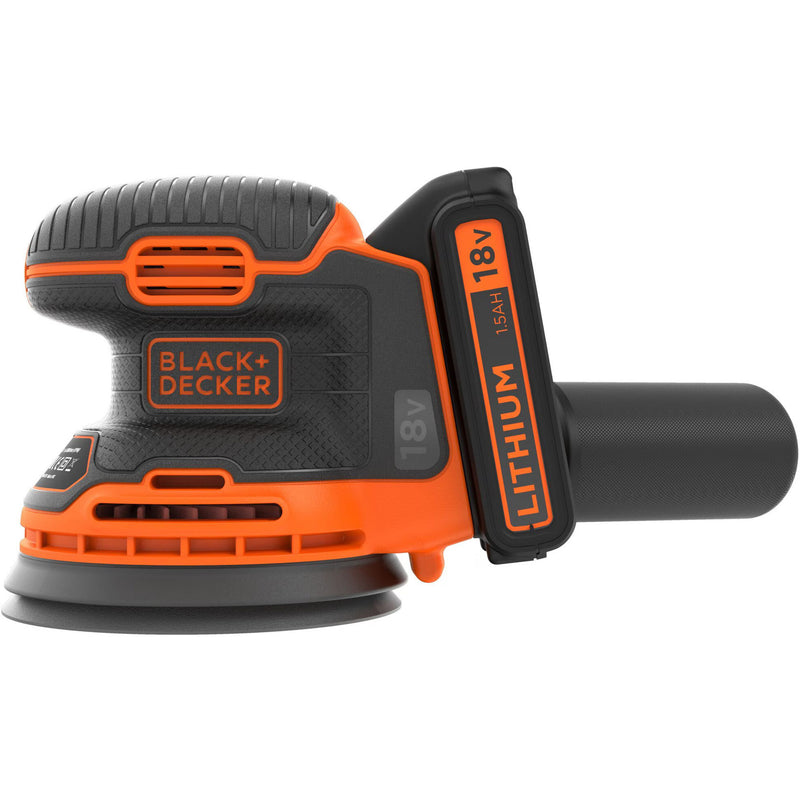 Load image into Gallery viewer, Black+decker bdcros18 18v accu excentrische schuurmachine (zwart oranje, opbergtas, oplader en accu inbegrepen)
