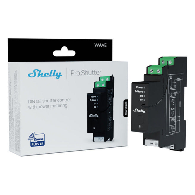 Load image into Gallery viewer, Shelly wave pro shutter lr (eu) relais (zwart, z-wave)
