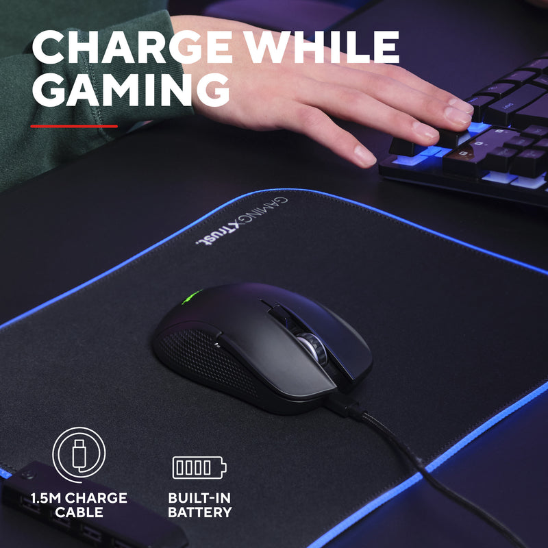 Load image into Gallery viewer, Trust gxt 931 ybar draadloze gamingmuis (zwart, 200 - 7.200 dpi, 2.4ghz bluetooth usb)
