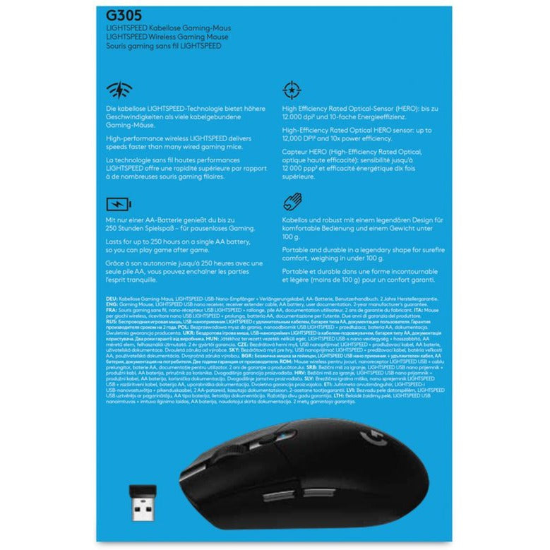 Load image into Gallery viewer, Logitech g305 lightspeed draadloze gaming muis (zwart, 200 - 12.000 dpi)
