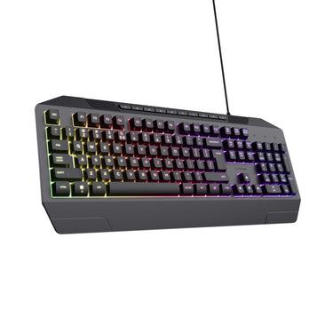 Trust gxt 836 evocx rgb gaming toetsenbord (zwart, us lay-out (qwerty), membraan, 100%, rgb)