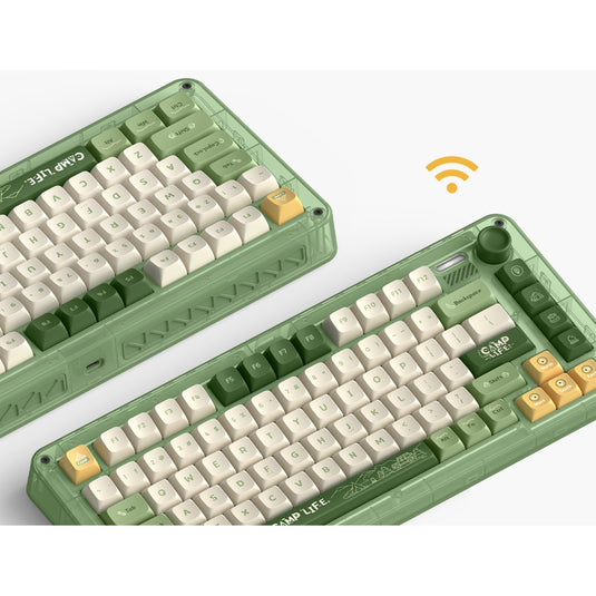 Iqunix zx75 camping wireless mechanical keyboard (groen, us lay-out (qwerty), iqunix moonstone turbo, 75%, rgb leds, hot-swappable, double-shot pbt, 2.4ghz | bluetooth 5.1 | usb-c)