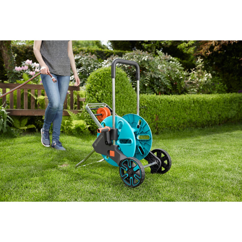 Load image into Gallery viewer, Gardena slangenwagen aquaroll m easy (turquoise grijs, 18515-20)
