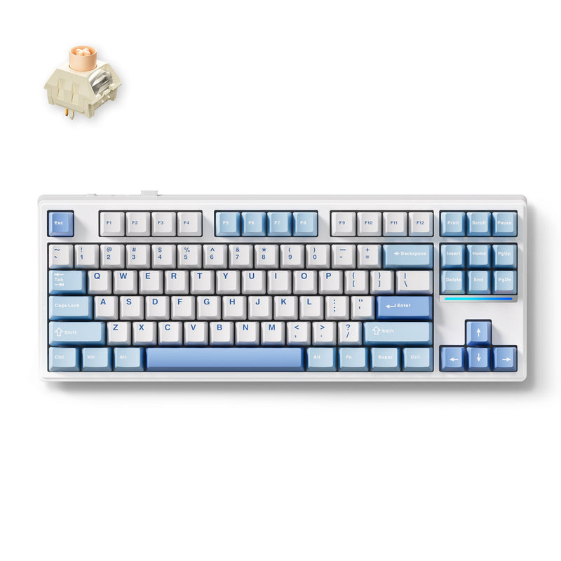 Afbeelding laden in galerijviewer, Mchose k87 blue icy creamsicle mechanical rgb toetsenbord (wit, us lay-out (qwerty), kailh box icy creamsicle, 80% (tkl), rgb, hot swap, double-shot pbt, draadloos | bluetooth | usb-c)
