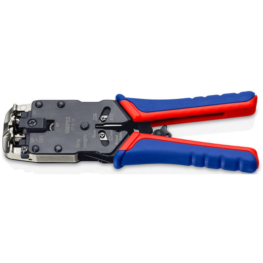 Knipex krimptang 97 51 12 sb (blauw rood, rj-10, rj-11 12 en rj-45)