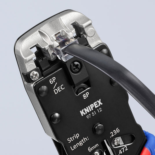 Knipex krimptang 97 51 12 sb (blauw rood, rj-10, rj-11 12 en rj-45)