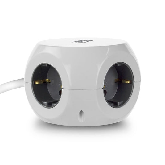 Act connectivity stekkerdoos kubus met 3 stopcontacten, 30w power delivery usb-c a poorten, kabellengte 1,5m stekkerdoos (wit, type f)
