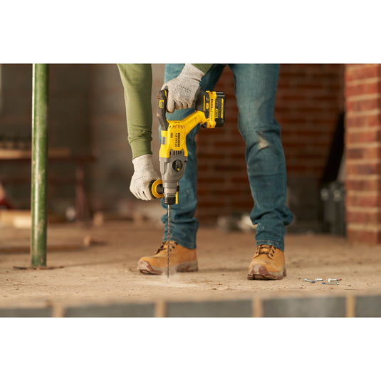 Stanley fatmax v20 18v borstelloze accu hamerboorcombokit boorhamer (geel zwart, sds+, 2 accu's en lader inbegrepen, met koffer)