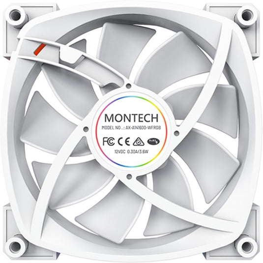 Montech ax140 fan pwm rgb case fan (wit, 140 x 140 x 25 mm)