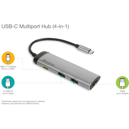 Verbatim USB 3.2 Gen 1 multiport hub, USB-C > 2x USB-A + US