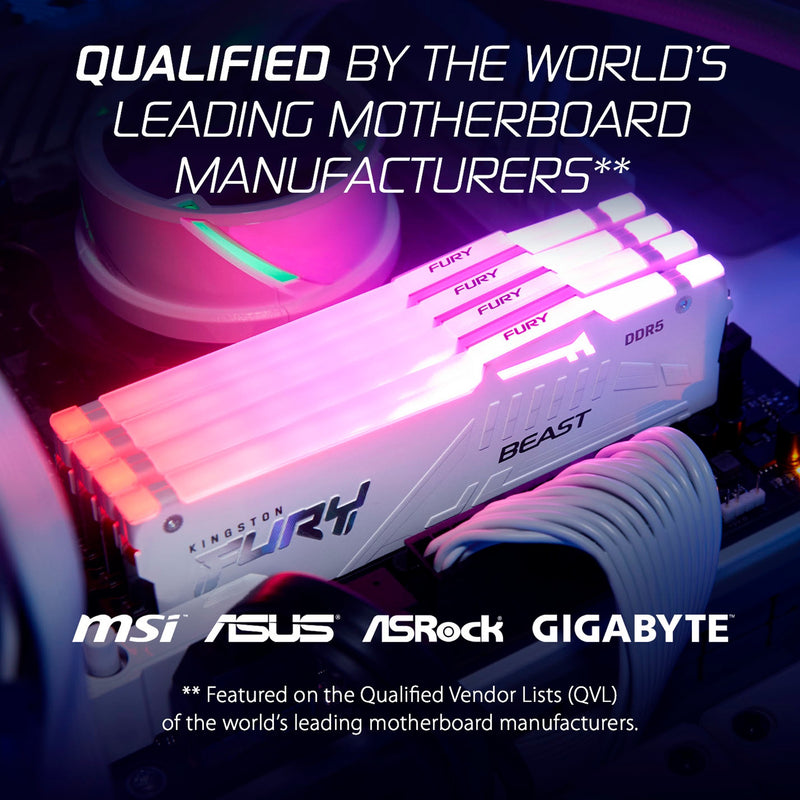 Load image into Gallery viewer, Kingston fury beast rgb 16 gb ddr5-5600 (1x 16 gb) werkgeheugen (wit, kf556c40bwa-16, xmp 3.0)
