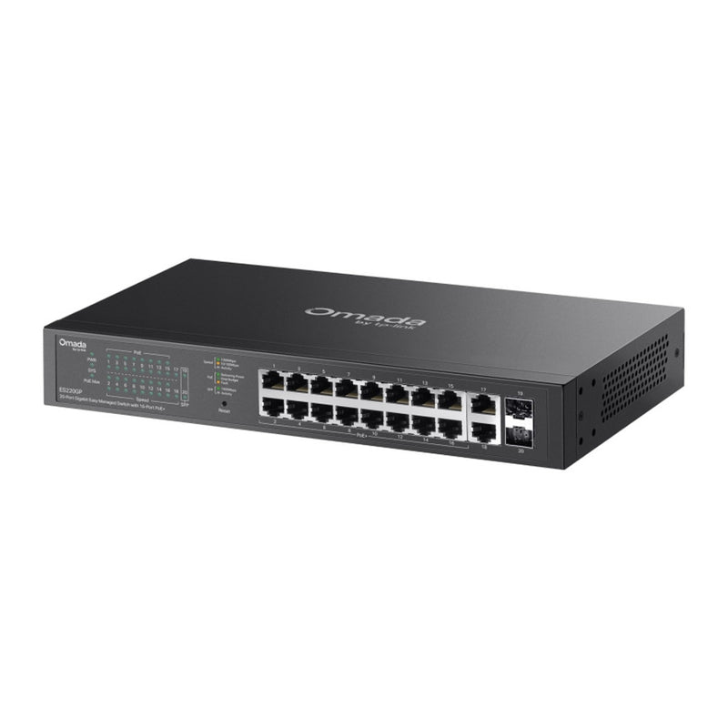 Load image into Gallery viewer, Tp-link omada es220gp 20-poort gigabit easy managed switch (zwart, 16x poe+, 2x gigabit sfp)
