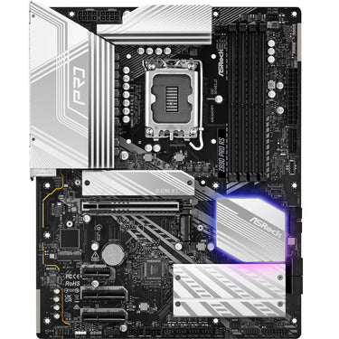 Asrock z890 pro rs socket 1851 moederbord (zwart wit, raid, 2.5 gb-lan, sound, atx)