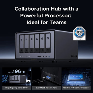 Ugreen nasync dxp6800 pro (grijs, 2x 10gbe, hdmi, thunderbolt 4 (40gb s))