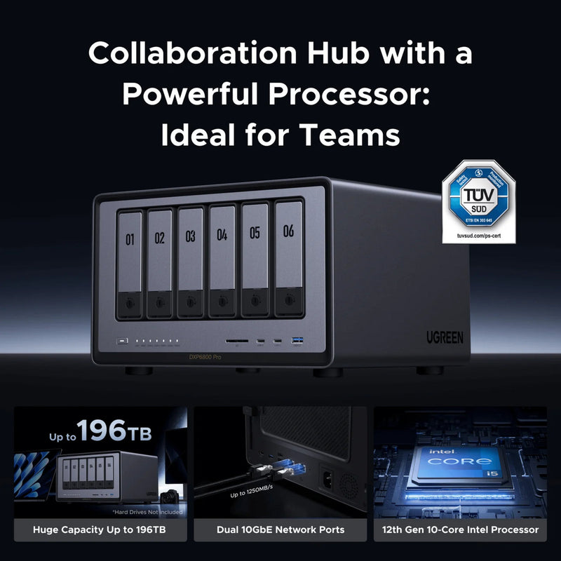 Load image into Gallery viewer, Ugreen nasync dxp6800 pro (grijs, 2x 10gbe, hdmi, thunderbolt 4 (40gb s))
