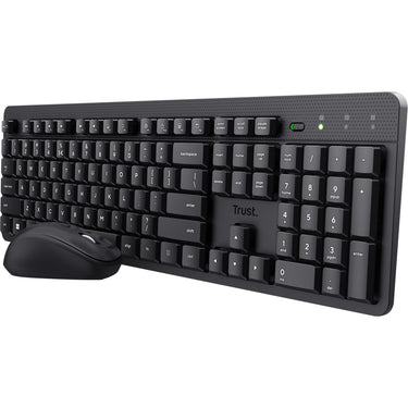 Trust ody ii stille draadloze toetsenbord- en muisset desktopset (zwart, us lay-out (qwerty), membraan, 100%, 800 dpi - 1.600 dpi)