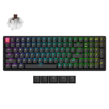 Keychron k4x-j3 rgb mechanisch toetsenbord (zwart, us lay-out (qwerty), super brown, 96%, rgb, cherry double-shot pbt keycaps, hot swap, bluetooth | usb-c)
