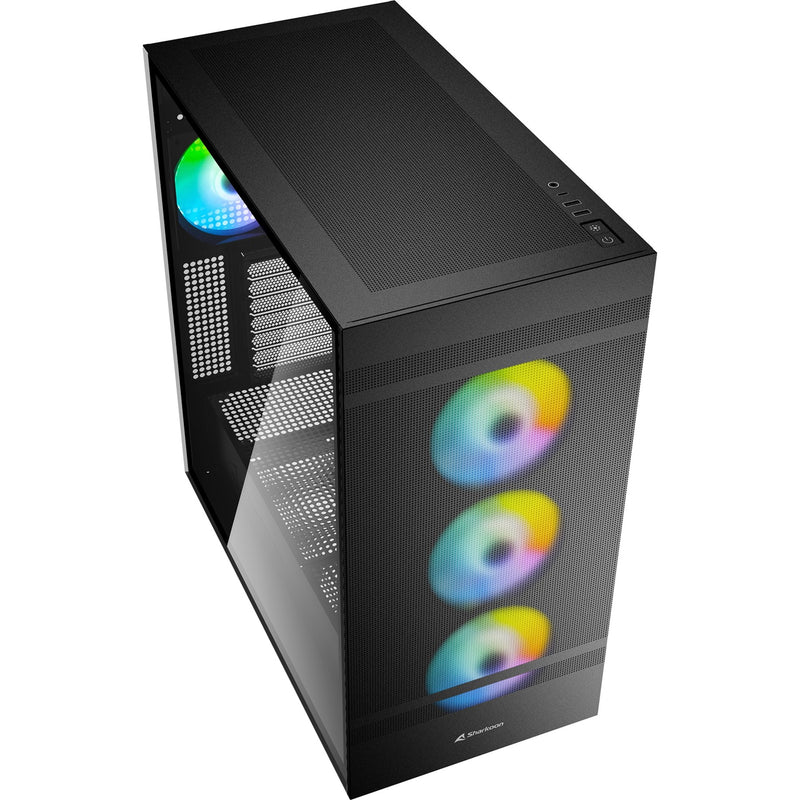 Load image into Gallery viewer, Sharkoon rebel c50 black rgb midi tower behuizing (zwart | 2x usb-a | 1x usb-c | rgb | tempered glass)
