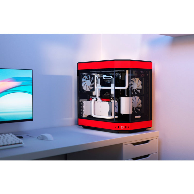 Load image into Gallery viewer, Hyte y60 midi tower behuizing (rood zwart | 3x usb-a | tempered glass)
