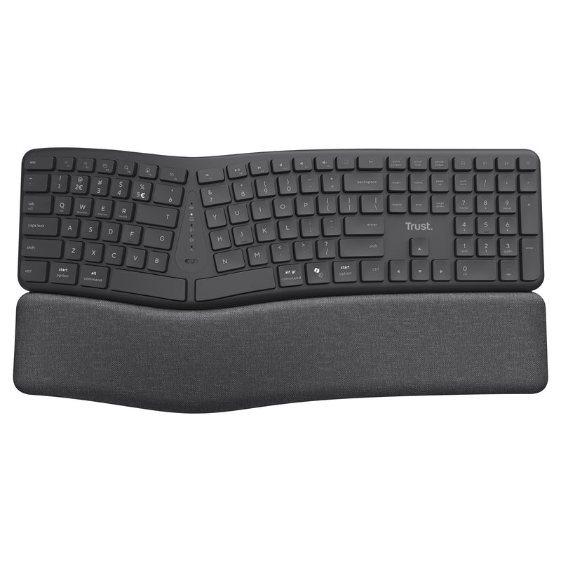Load image into Gallery viewer, Trust keyra ergonomisch draadloos toetsenbord (zwart, us lay-out (qwerty), 100%, 2.4 ghz usb | bluetooth)
