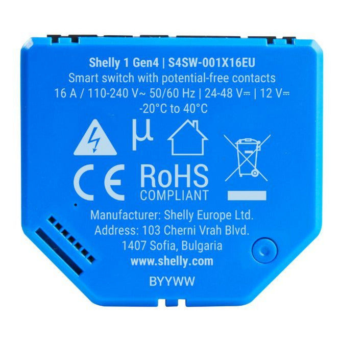 Load image into Gallery viewer, Shelly 1 gen4 relais (blauw, bluetooth, wi-fi)
