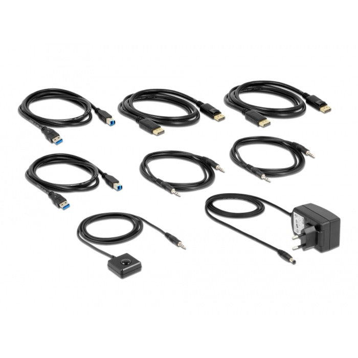 Load image into Gallery viewer, Delock displayport 1.4 8k kvm-switch (grijs zwart)
